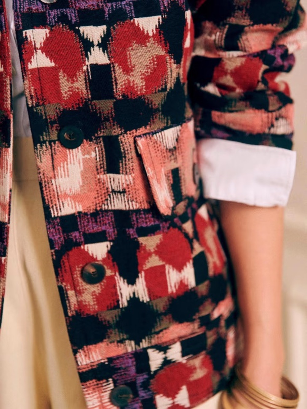 Sezane Leo Coat Jacquard Rose size 34 - Picture 3 of 9